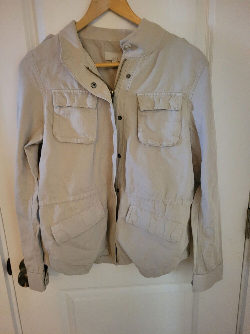 LOFT Light Tan Classic Preppy Versatile Cargo Utility Jacket Small
